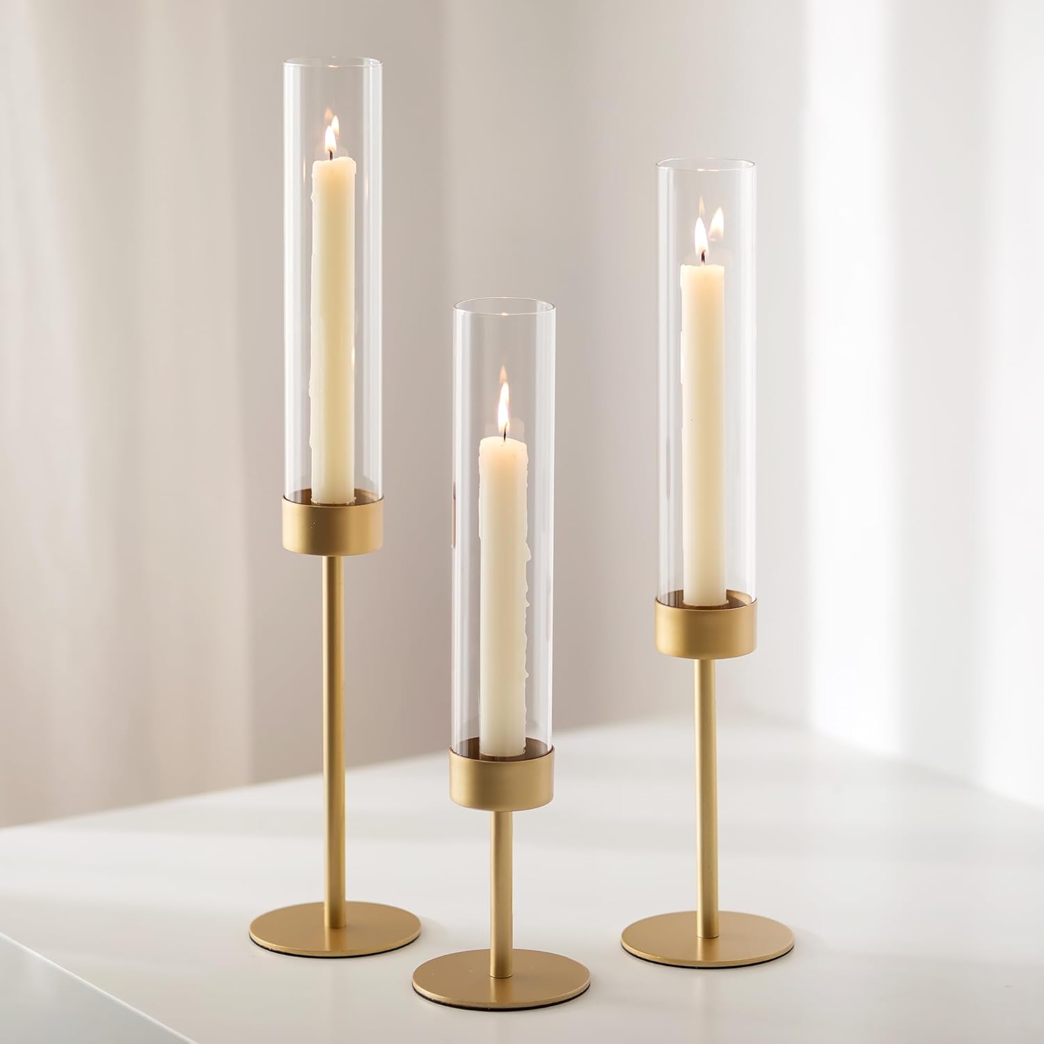 🔥CHRISTMAS ON SALE🔥Set of 3 pcs Glass Hurricane Candlestick Holders