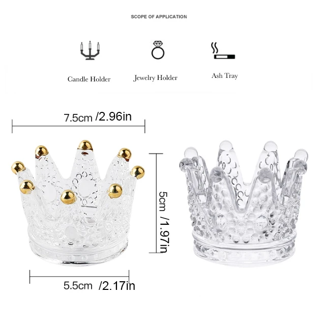【Buy More Free More】Handcrafted 4 In 1 Crown Glass Tealight Candle Holder For Wedding
