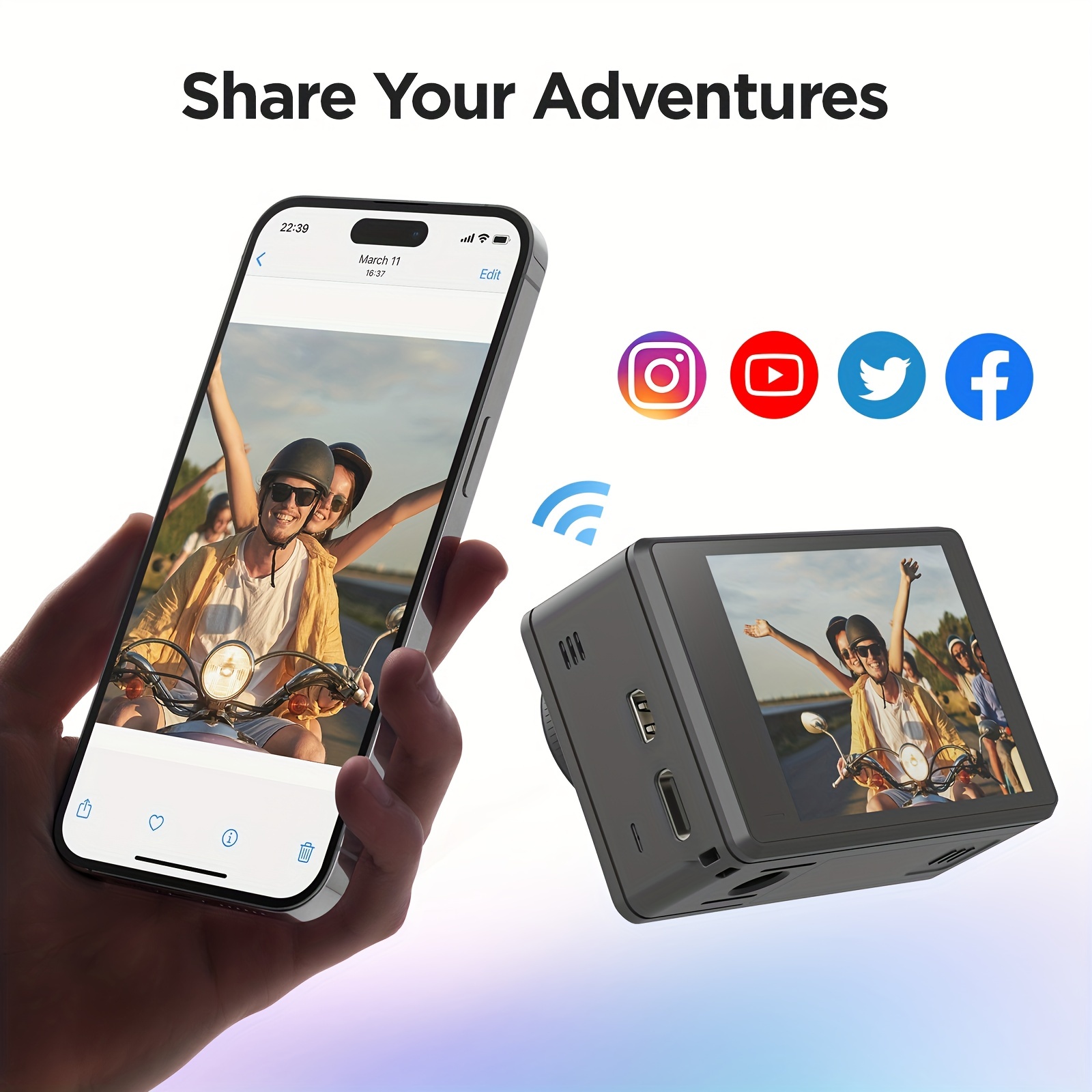 Yolansin 4K Action Camera Touch Screen - Dual Screen Ultra HD EIS WiFi Sports Camera, 1574.8inchUnderwater Camera 170° Wide Angle Video Camera 20MP Waterproof Helmet Camera With Remote Control And 2 Batteries