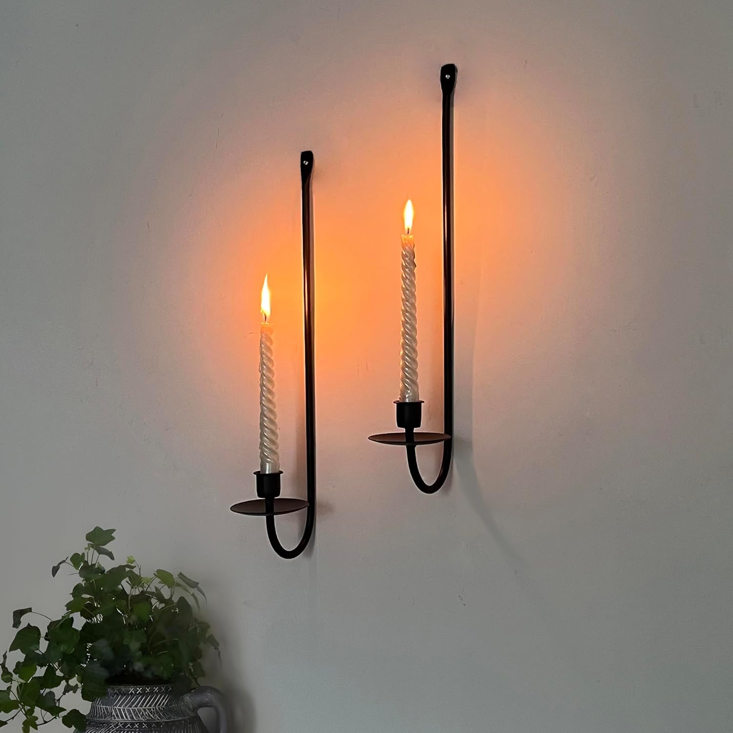 Set of 2 pcs- Metal Wall Mount Taper Candleholders
