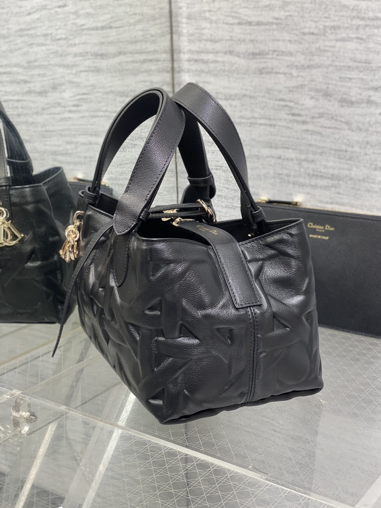 Dior Toujours series black embossed handbag