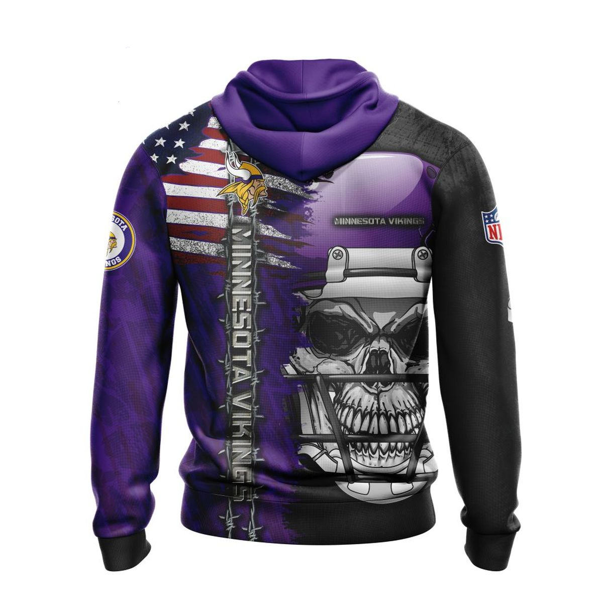 MINNESOTA VIKINGS 3D HOODIE SKULL0803