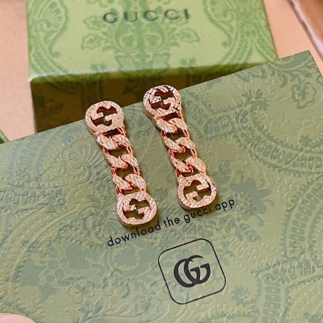 Gucci GG chain rose gold earrings