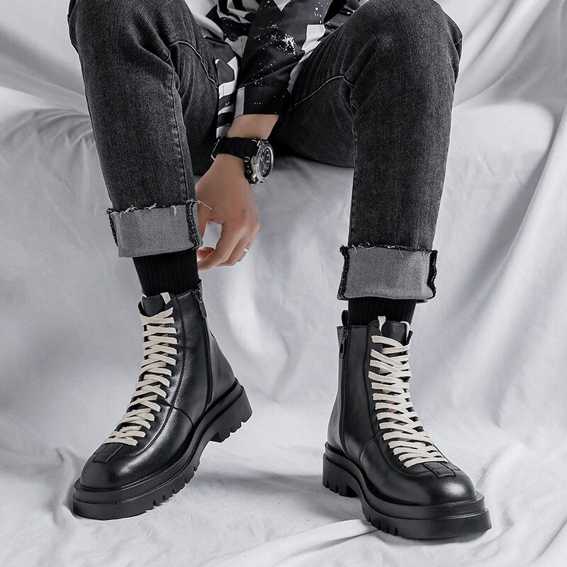 Safety Boots Leather Men's Locomotive Shoes