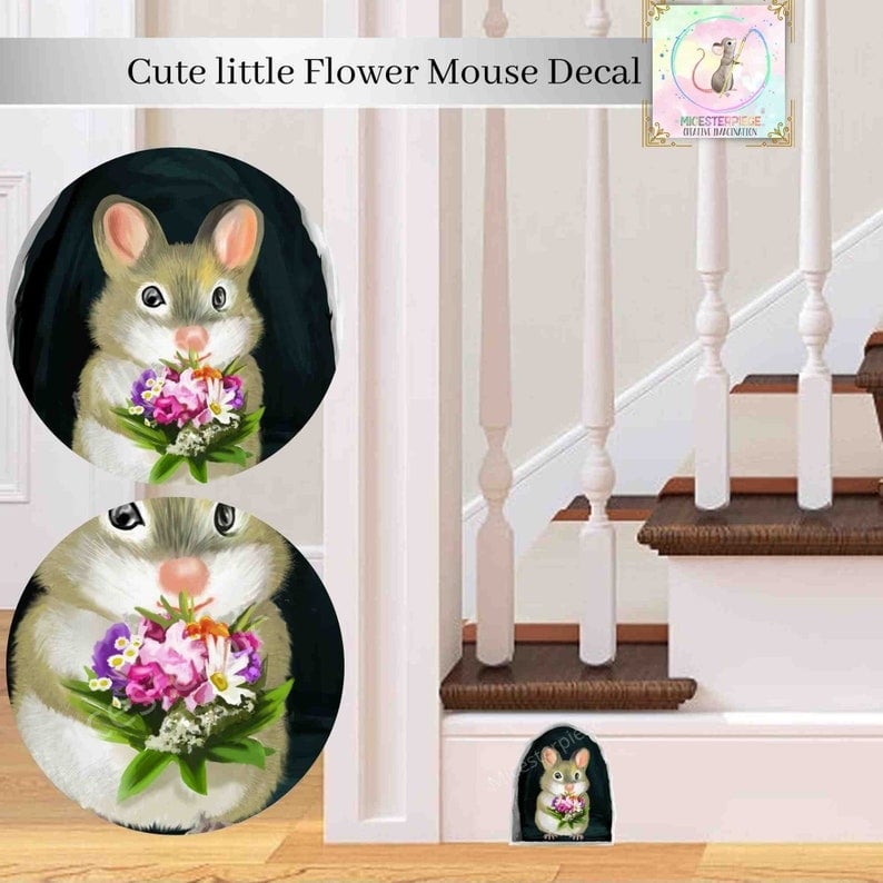 (2024 New Year Hot Sale)49% OFFCartoon Cute Little Mouse Hole Wall Stickers Creative Bedroom Bathroom Cute House Decoration