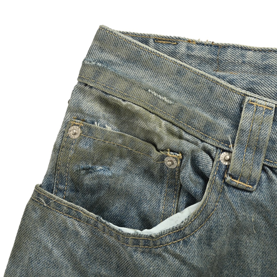 Balenciaga Destroyed Mud-dyed Jeans