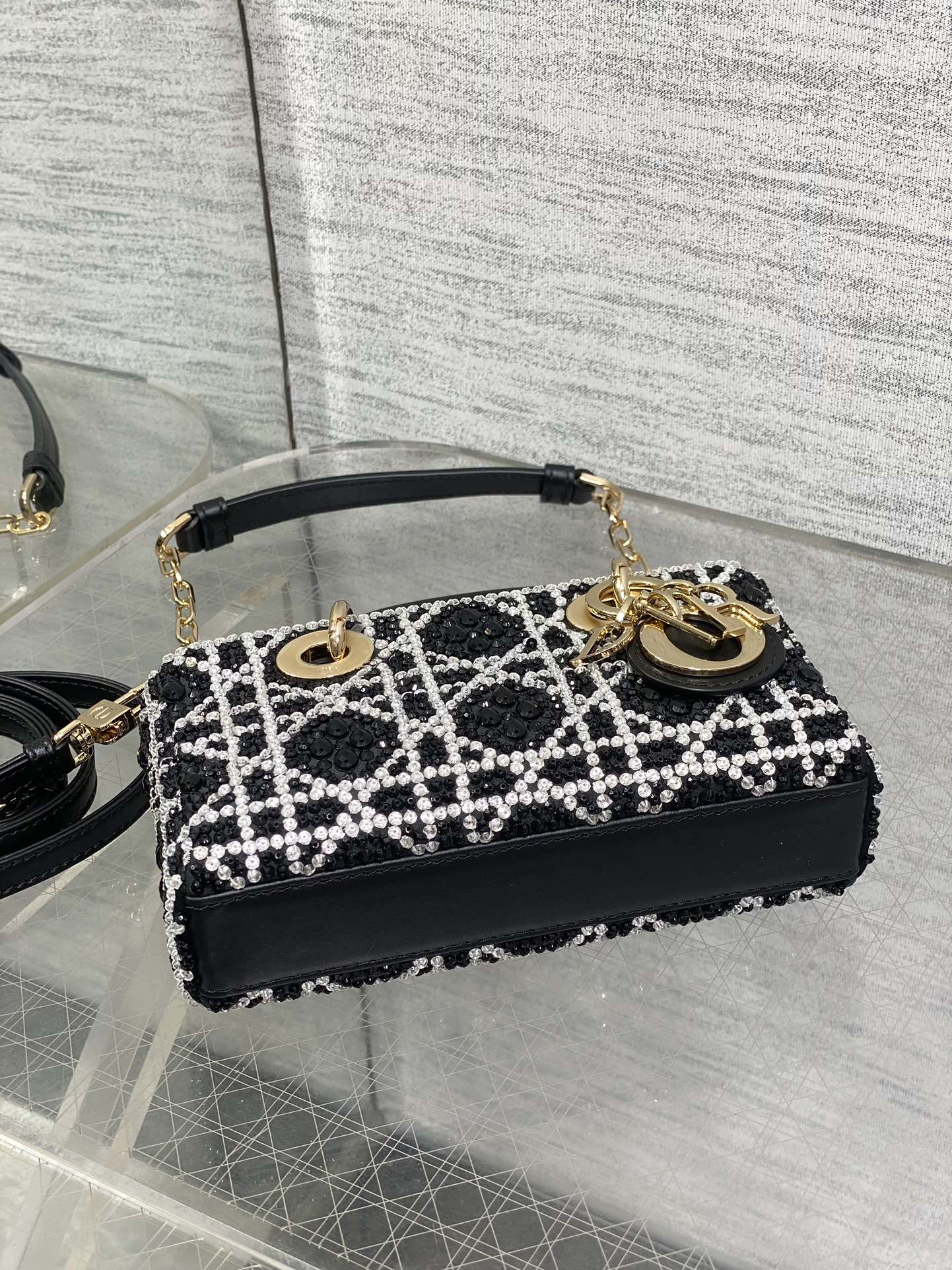 Dior Lady Limited Edition Heavy Beads Horizontal Version Princess Diana Bag