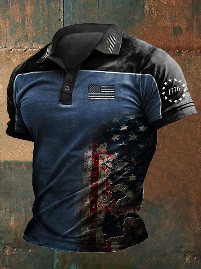 Men's Independence Day Print Casual Polo Shirt