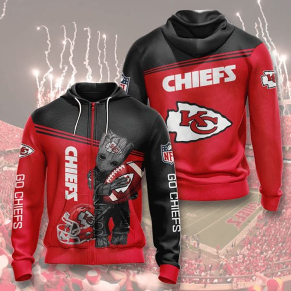 KANSAS CITY CHIEFS 3D HOODIE SKULL 112