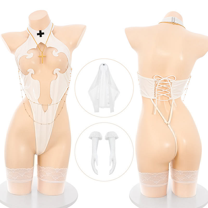 Bride Hollow Out Chain Jumpsuit Lingerie