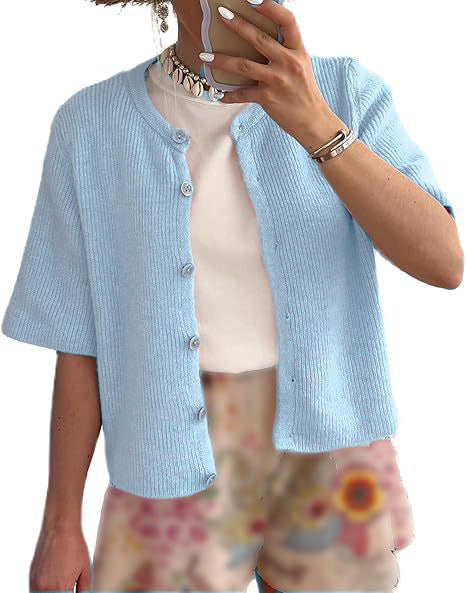 Women's Half-Open Collar Buttoned Knitted Cardigan Coat