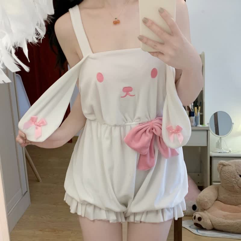 Cartoon Bunny Ears Bow Knot Lingerie