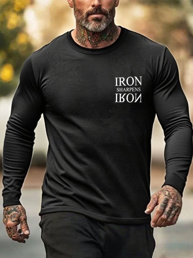 Men's Iron Sharpen Iron Printed Christian T-shirt