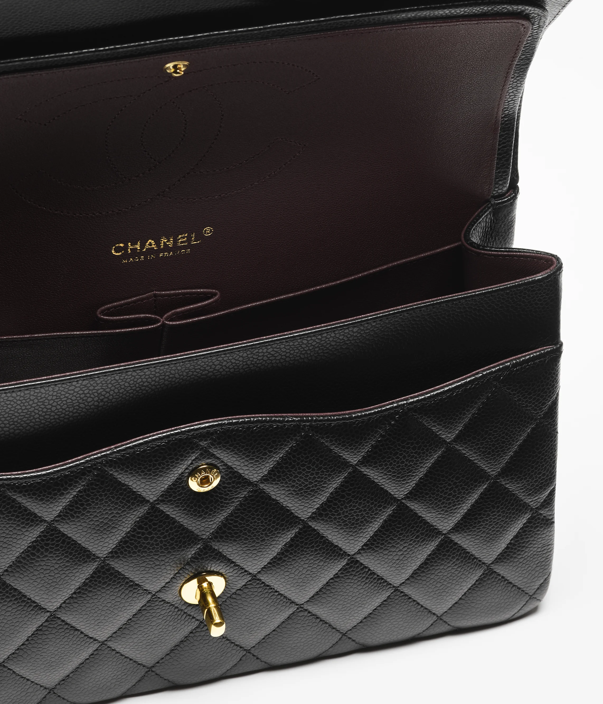 Chanel Small Classic Bag Grained Calfskin Gold Metal Black A01113-Y01864-C3906