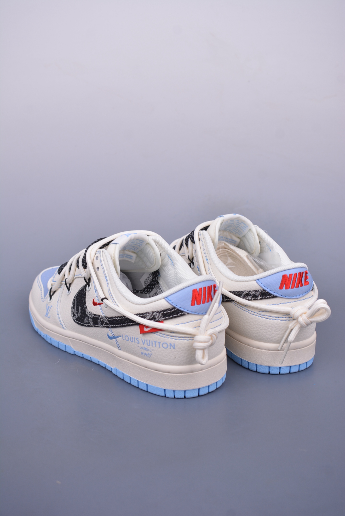 LV x Nike SB Dunk Low sneakers white, black and blue FC1688-219