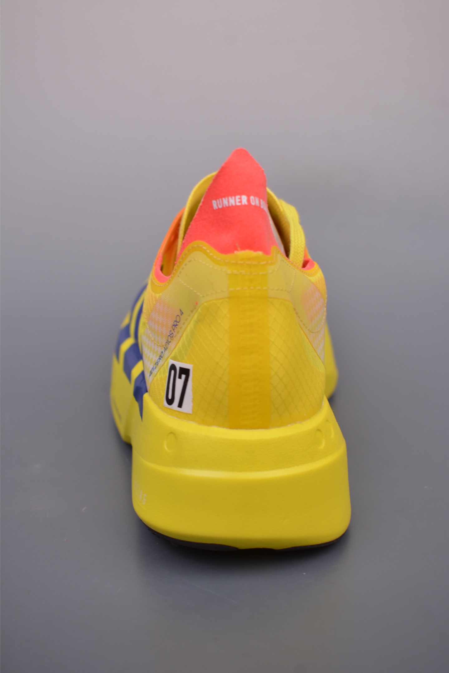 Adidas adizero adios pro evo 4 net weave bright yellow blue JR6373