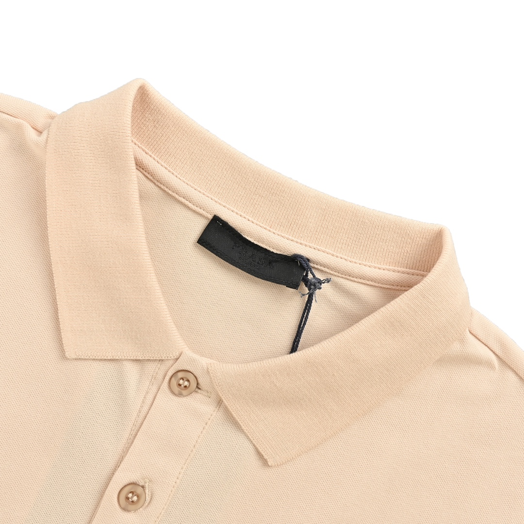 Prada 24ss apricot triangle logo polo short sleeve
