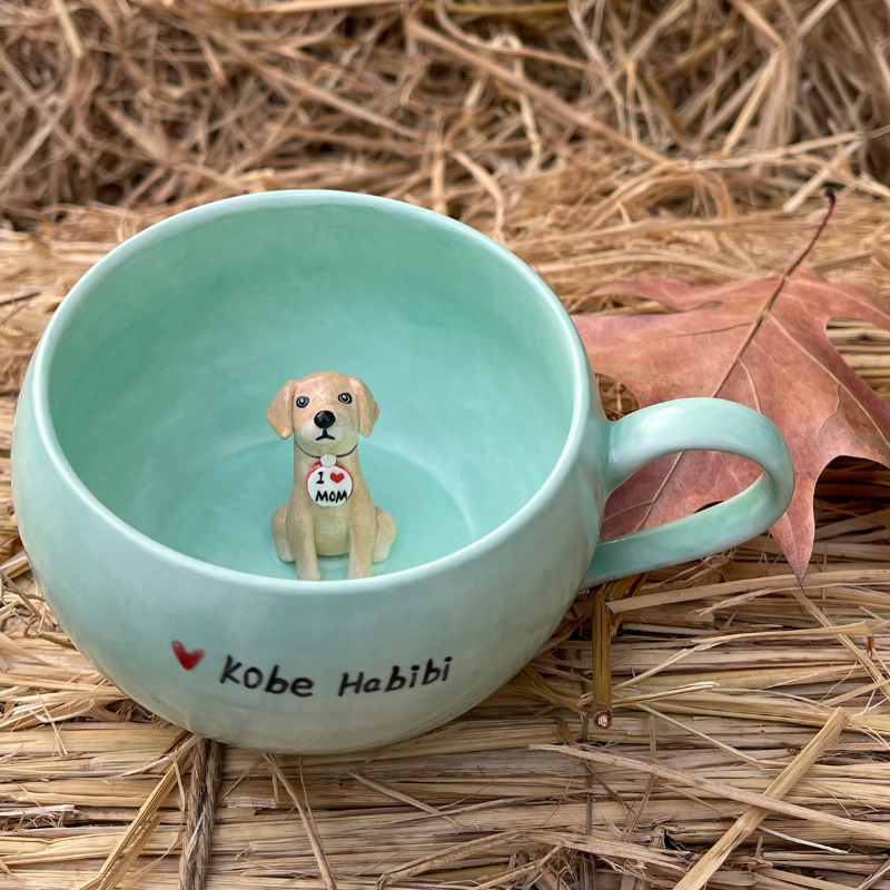 Handmade Custom Pet Figure Inside Ceramic Mug-Labrador