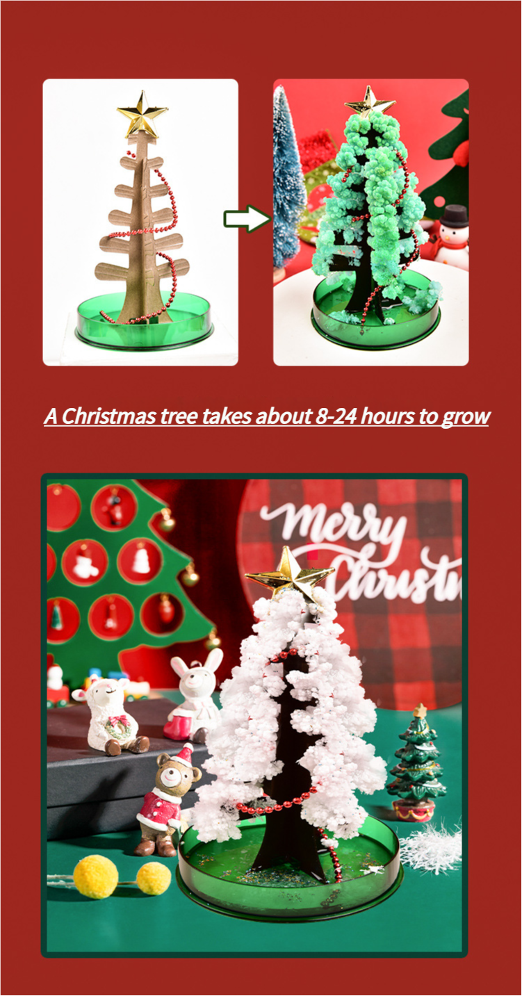 Science experiment Christmas tree magical watering grow Creative magic Crystal tree diy handmade toy paper tree blossom