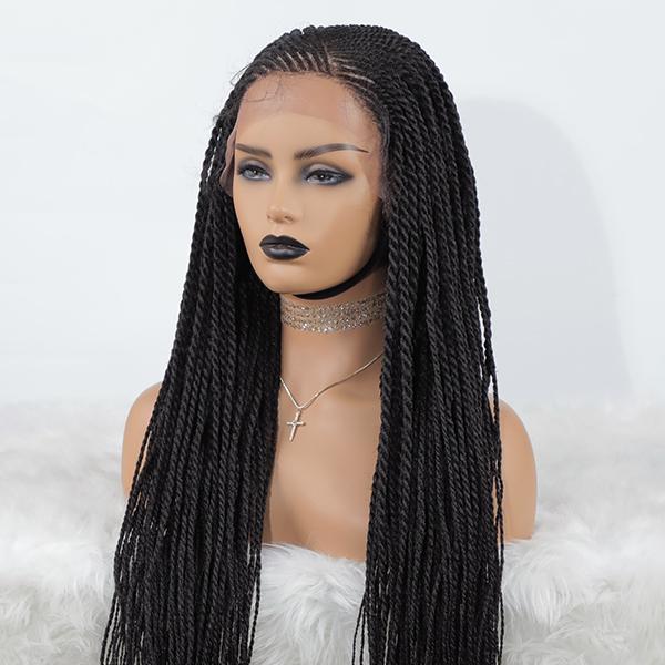 100% Hand-Braided Side Part Cornrow 13x5 Braided Lace Wig