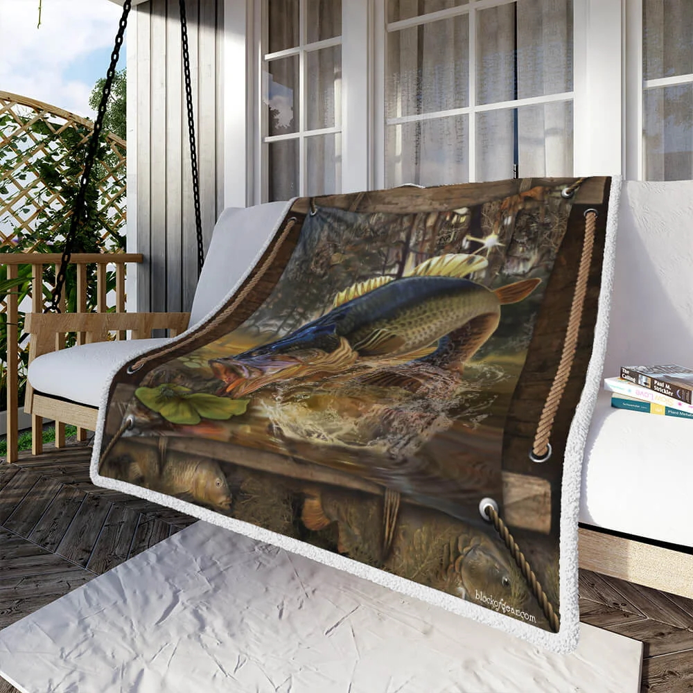 Largemouth Bass Fishing Sofa Throw Blanket