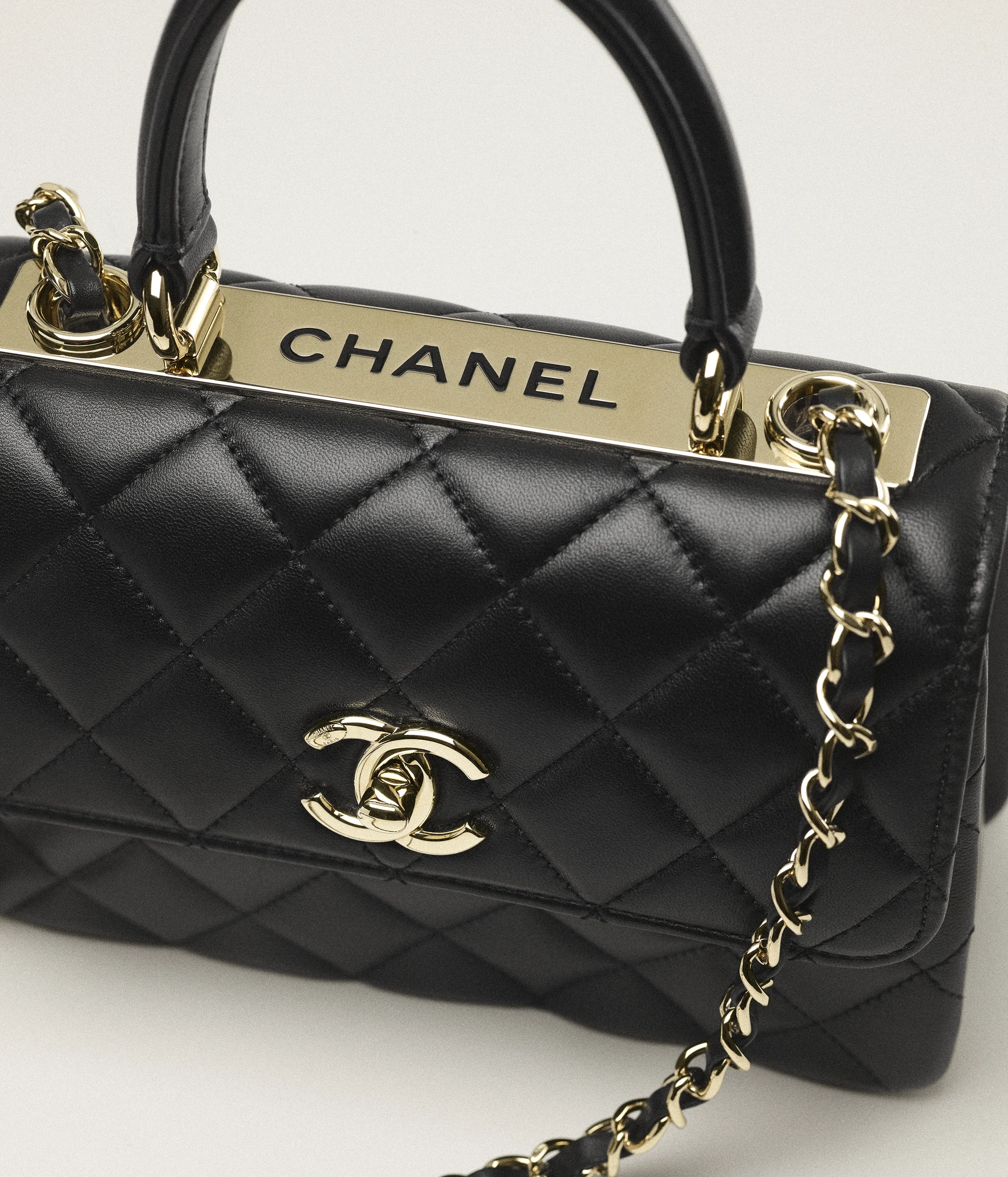 Chanel Mini Flap Bag with Top Handle Lambskin & Gold-Tone Metal Black AS4654-Y60767-94305