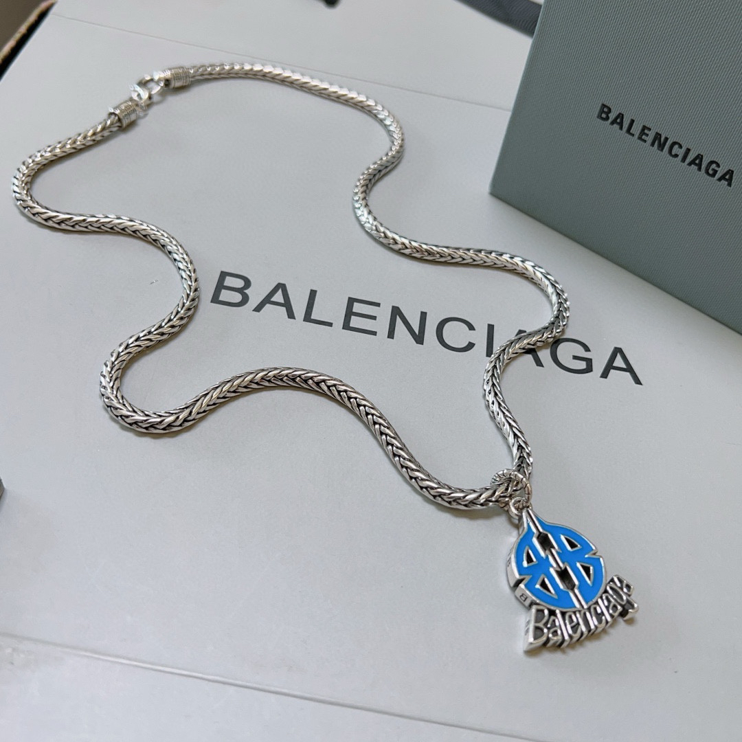 Balenciaga Blue BB Vintage Necklace