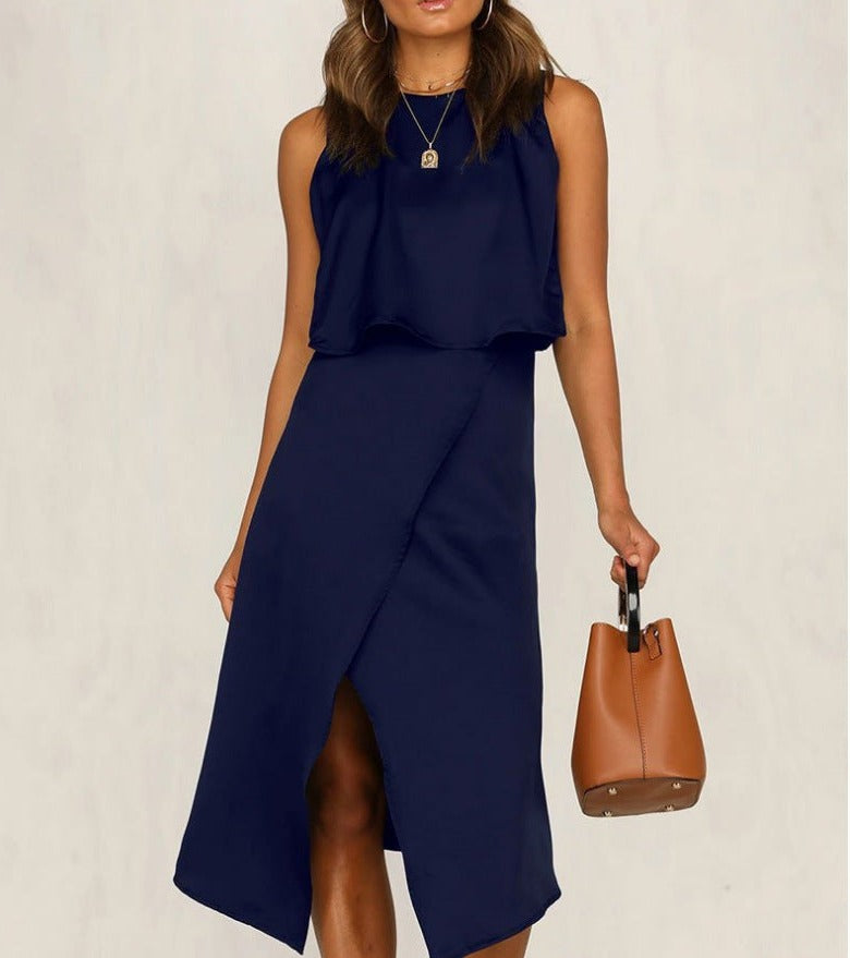 Round Neck Two-piece Set With Irregular Slits