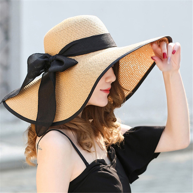 Summer Large wide Brim Straw Hat Adult Big Brim Straw Hat Sun hat sand