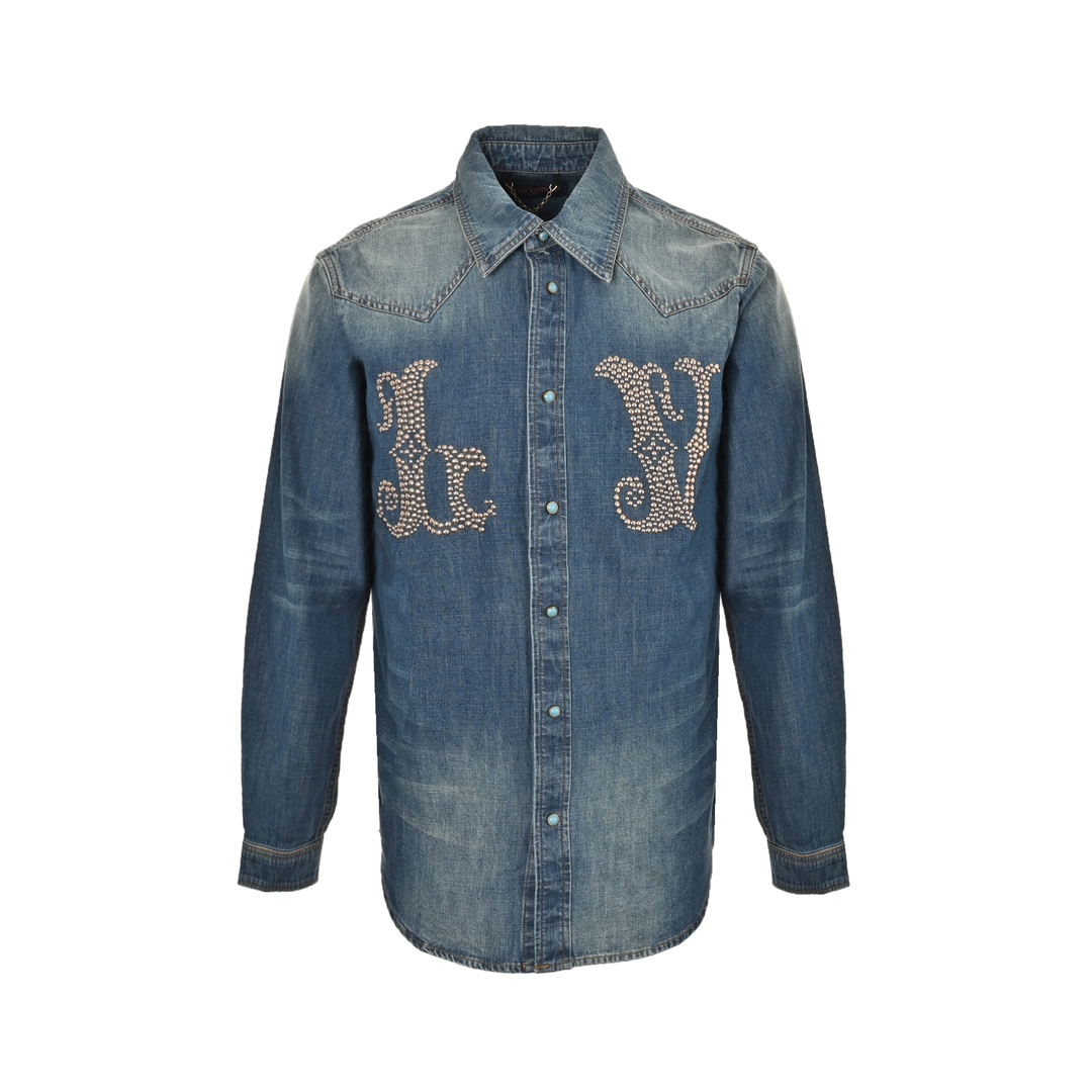 Louis Vuitton 24Fw rivet lettering denim shirt jacket