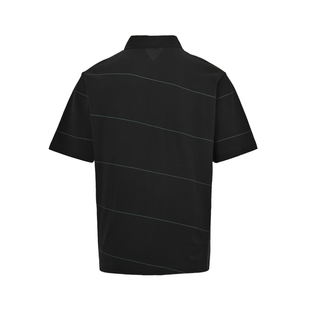 Burberry 24ss Warhorse Embroidery Half Zip Stripe Polo Short Sleeve
