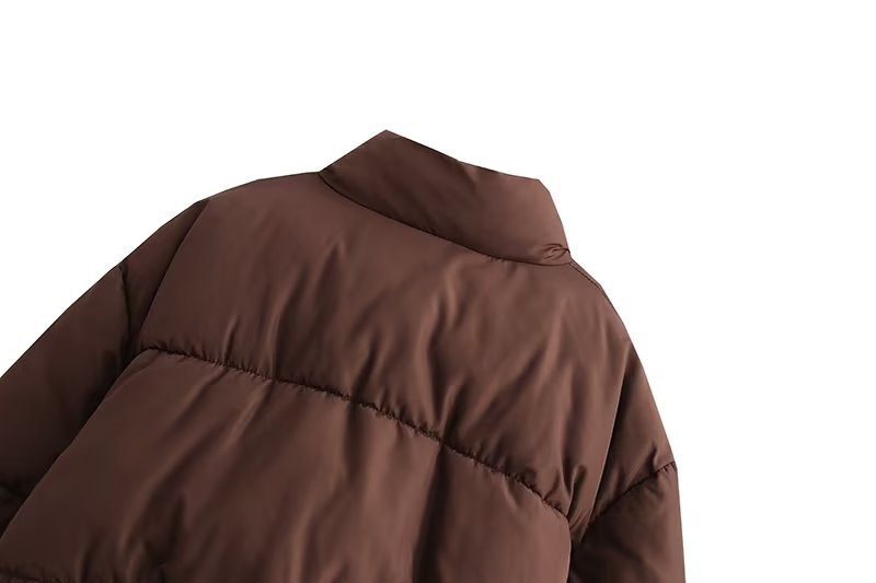 Women Clothing Winter Long Sleeved Stand up Collar Thermal Casual Bread Coat Outerwear