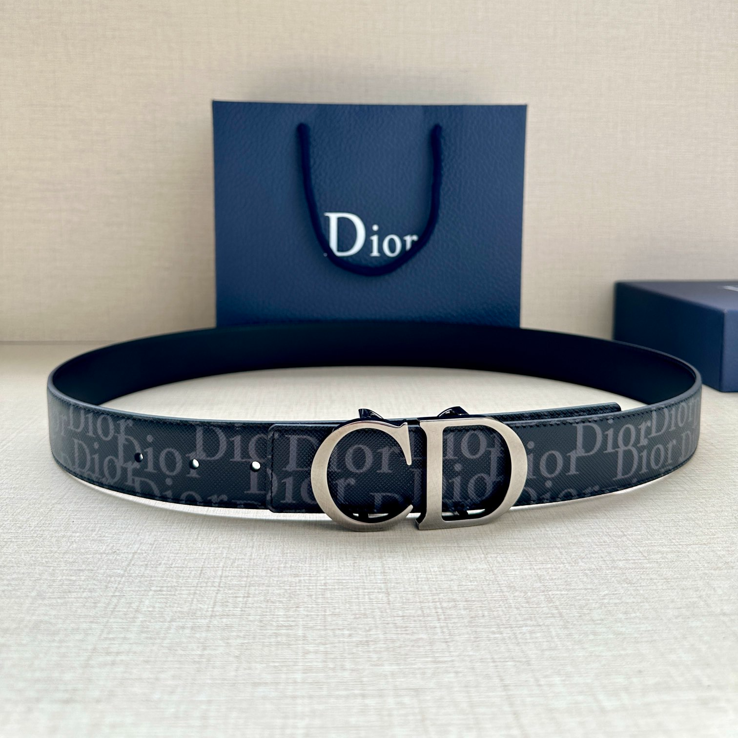 Dior Oblique Galaxy printed leather belt 3.5CM wide