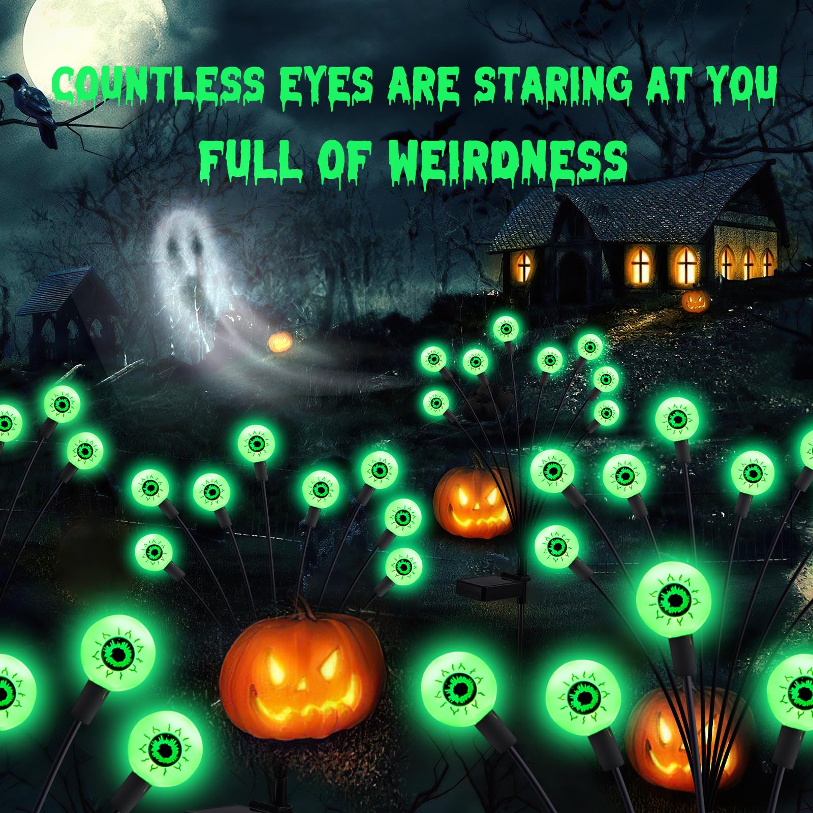 💥ON SALE💥6 LED Green Solar Scary Swaying Eyeball Firefly Lights Waterproof ✨