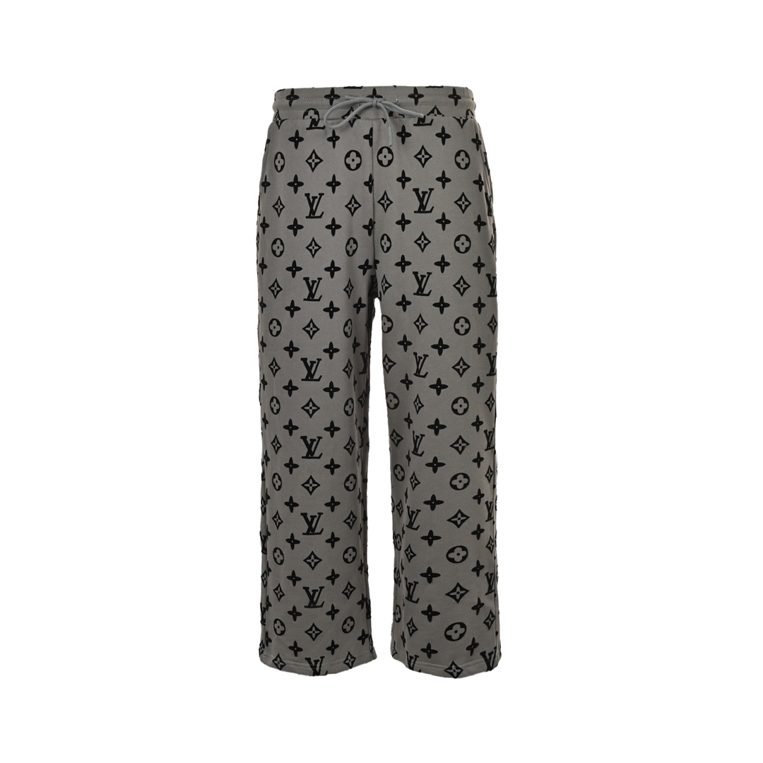 Louis Vuitton 24Fw all over monogram flocked print trousers