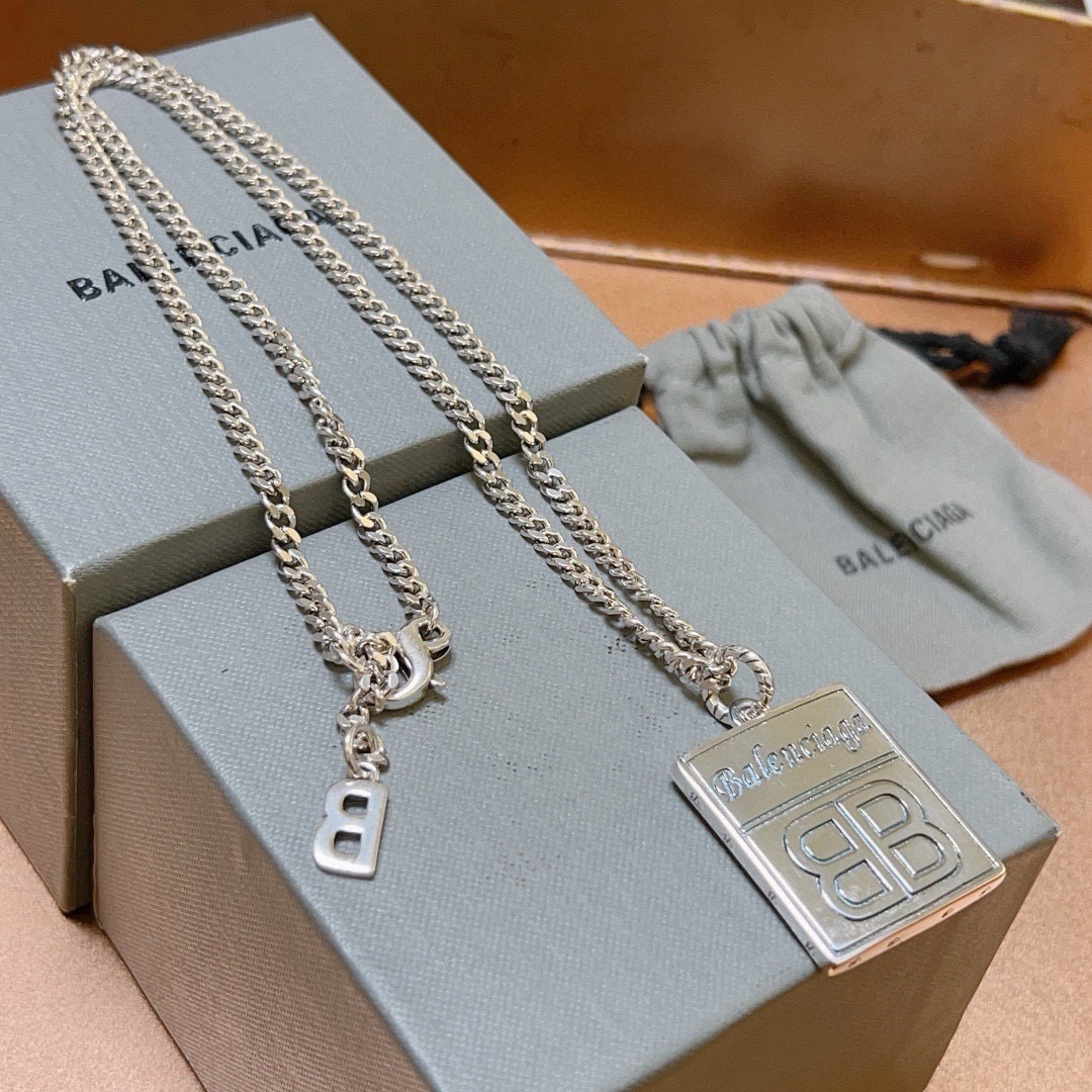 Balenciaga BB Square Chain Necklace