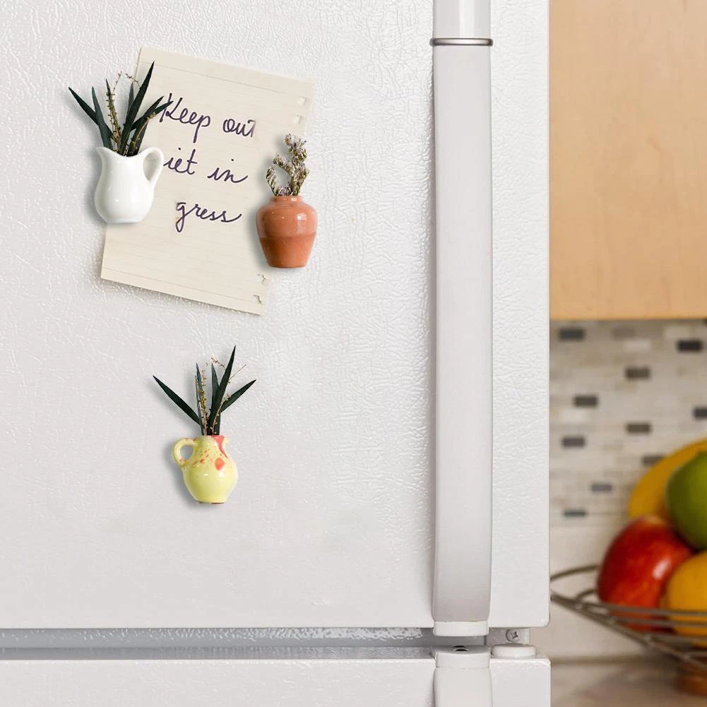 🍁🍁Cute ceramic vase magnetic refrigerator magnet