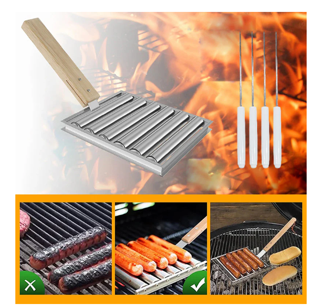 🔥Last Day 50% OFF🔥Hot Dog /Sausage Stainless Steel Rotating Grill