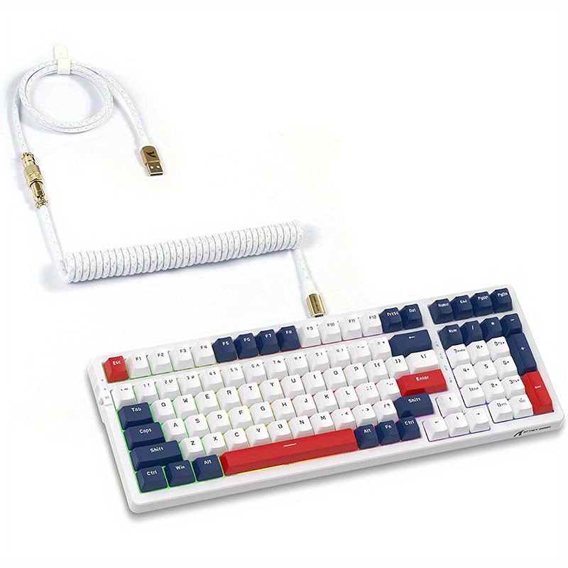 Yacht Blue K98 96% Wireless Mechanical Keyboard - Tri-Mode BT5.0/2.4G/USB-C 100 Keys, Hot-Swappable RGB & Coiled Cable for MAC, Windows & Android