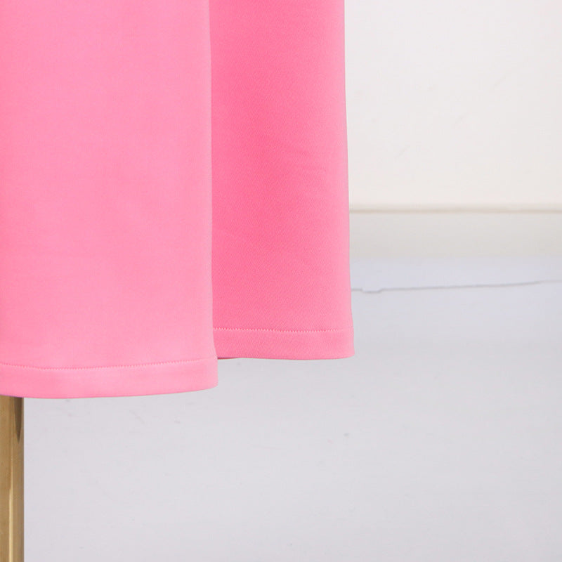 Elegant Elegant Stand Collar Sleeveless Solid Color Dress Three Dimensional Floral Collage Design Maxi Dress
