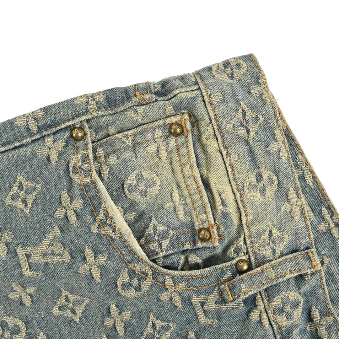 Louis Vuitton Gradient Flocked Lettering Jeans