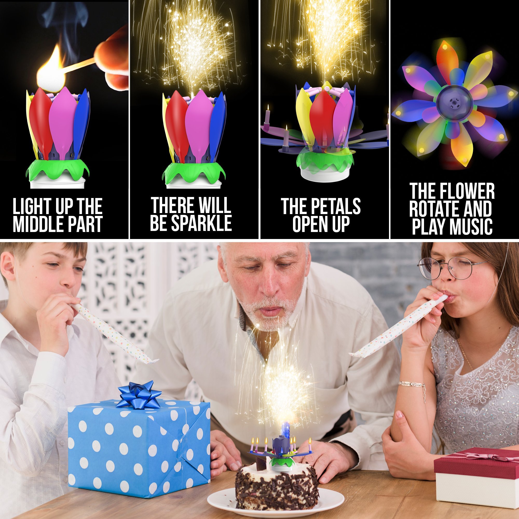 Only $9.98 Today!!--Upgrade Multicolor Rotating Lotus Cake Candle(Buy 10 Get 20 Free)
