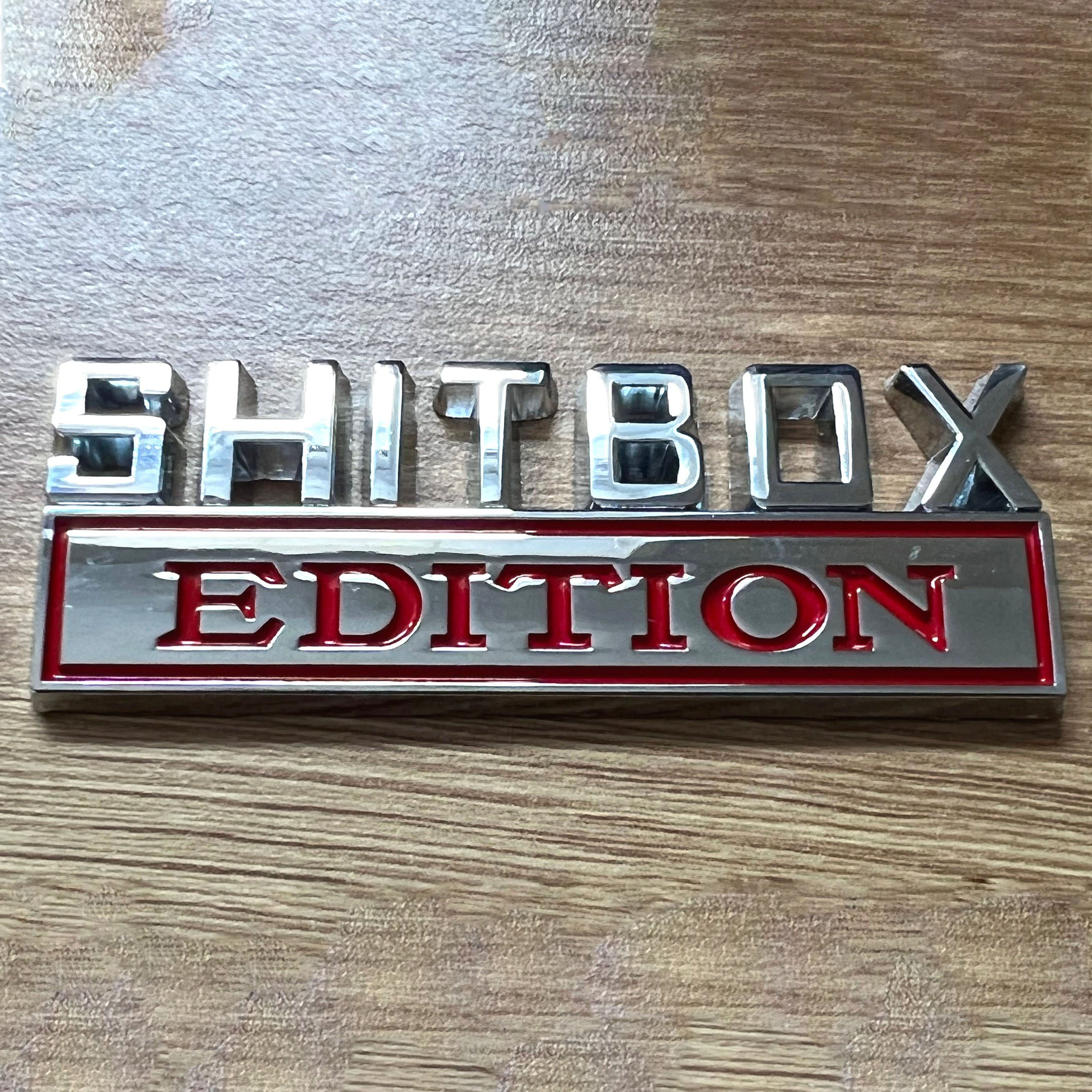 Funny Metallic Decal Emblem | Smile-inducing panel