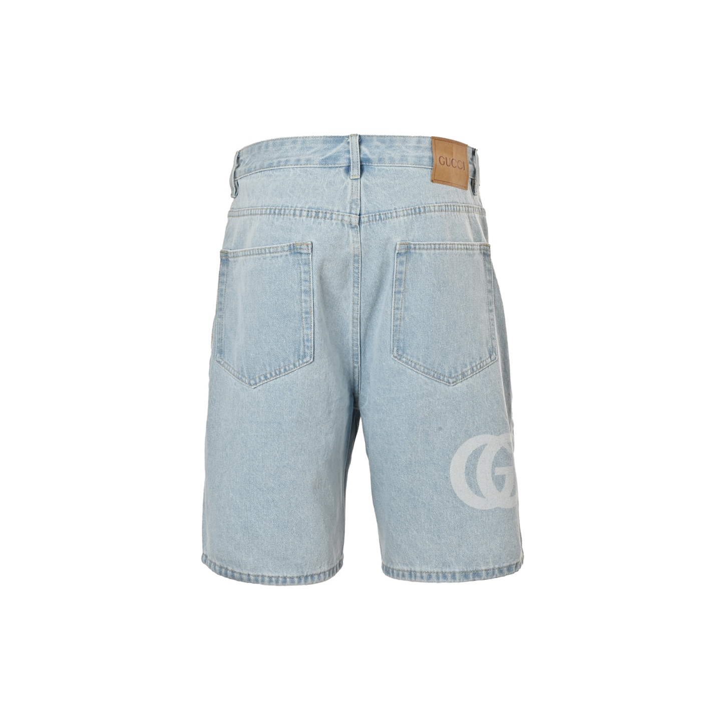Gucci Double G print washed blue denim shorts
