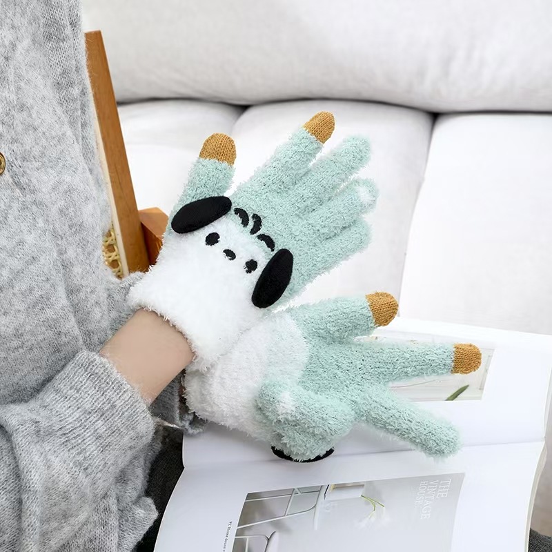 High profile horizontal stereo ears touch screen protector warm five-finger gloves