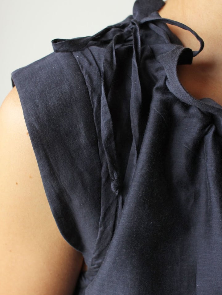 Casual Plain Frill Neck Cap Sleeve Loose Tank Top
