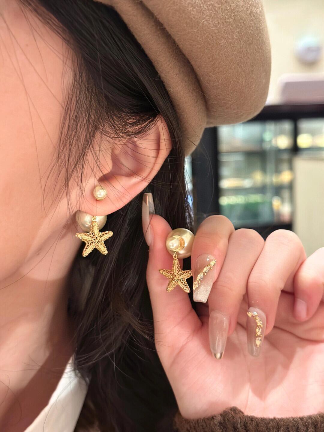 Dior starfish pearl earrings
