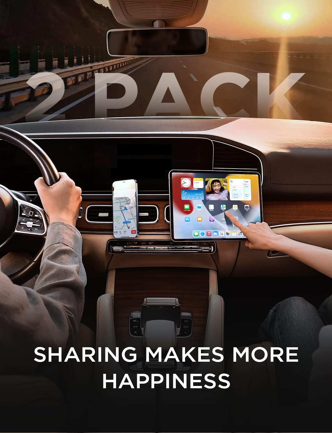 LISEN 2 Pack Magnetic Phone Holder for Your Car Mount 6 Military Magnets Car Phone Holder Mount Vent Cell Phone Holdeer Mount Vent Cell Phone Holder (20X Powerful: Gold)