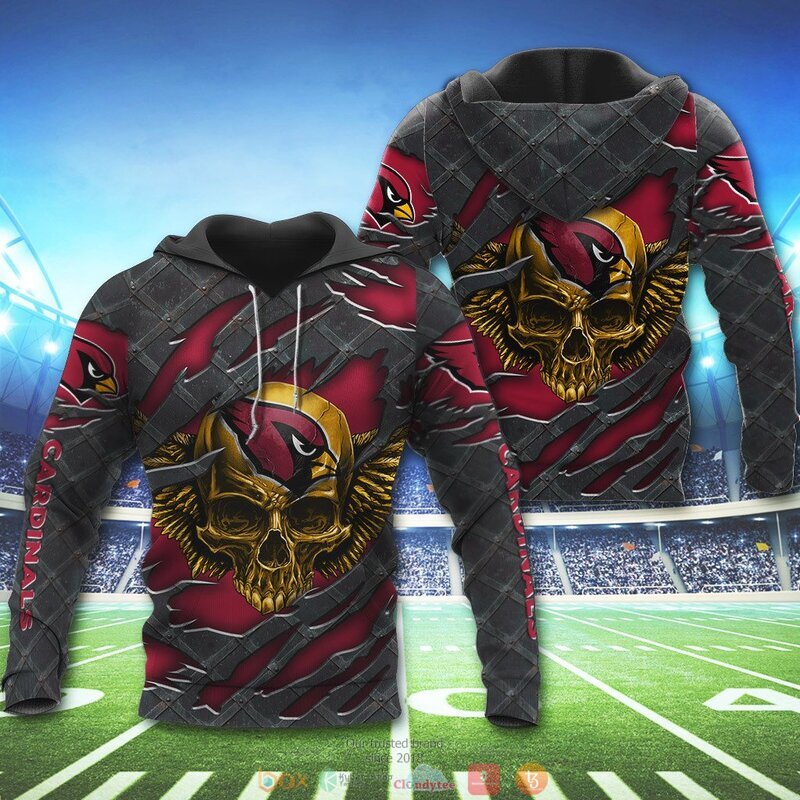 ARIZONA CARDINALS WINGS SKULL 3D HOODIE