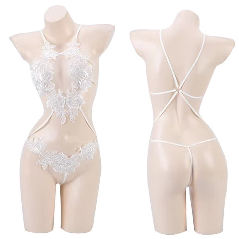 Lace-up Hollow Sexy Lingerie See-through Suit